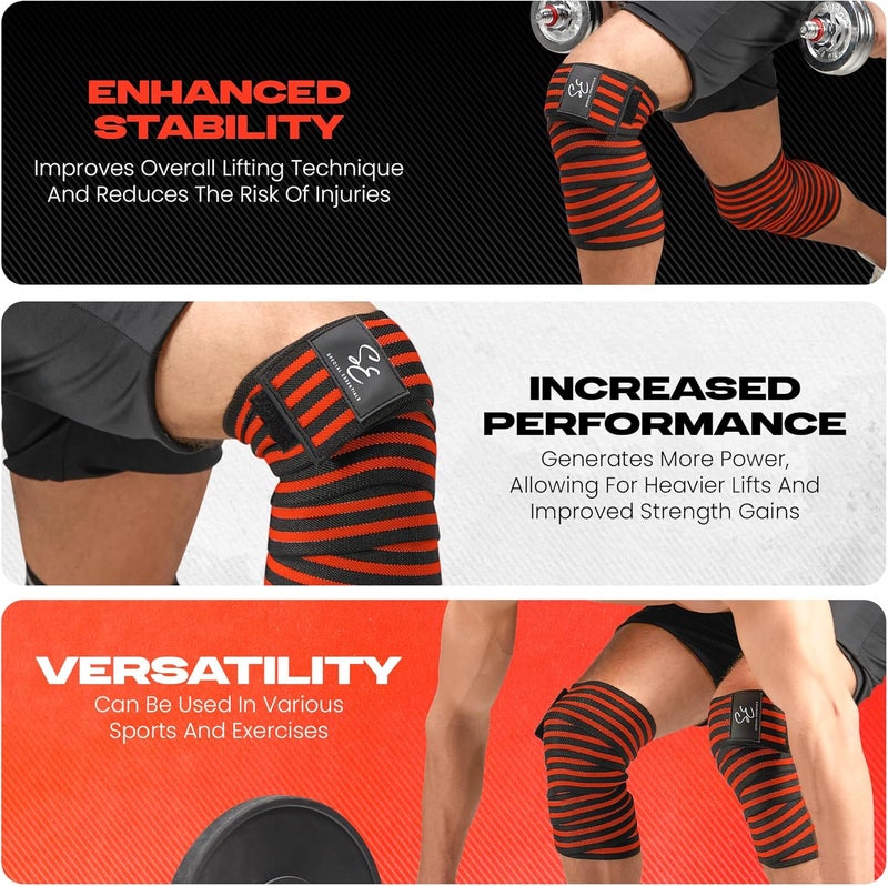 Special Essentials Store Knee Wraps for Weightlifting with Strap (2 Pack) - 72 Inches Flexible Support for Men & Women, for Powerlifting, Squats, Leg Press, and Cross Training - Image 3